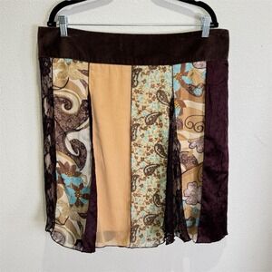 Y2K Luna Chix Skirt Womens XL Brown Whimsigoth‎ Fairy Grunge Lace Crinkled Boho